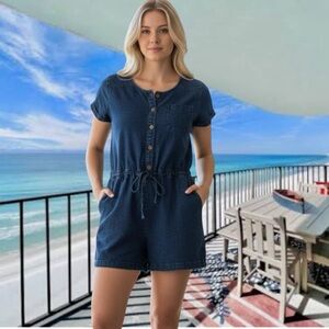 ACOTÉ (French brand) size 12 (3 in brand) lyocell chambray romper